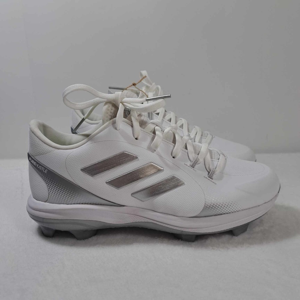 Adidas Purehustle 2 TPU Baseball Shoes White Grey Womens‎ Size 7.5 H02347 New